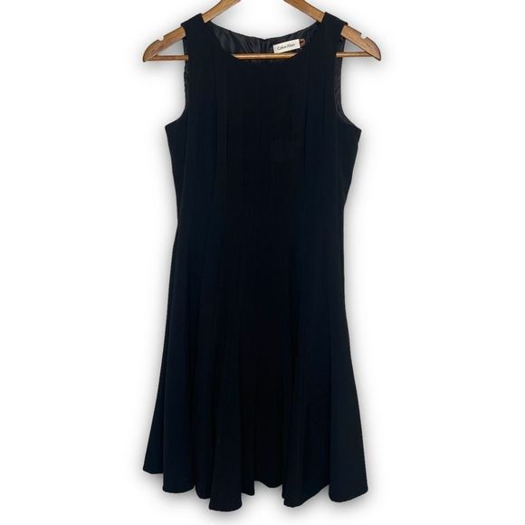 Calvin Klein Dresses & Skirts - Calvin Klein Women's Black Sleeveless Pleated Fit And Flare Dress Size 4P